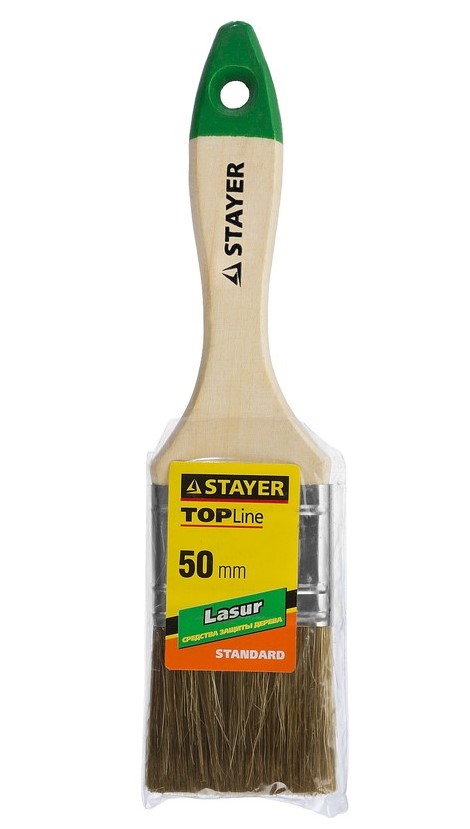 Кисть для ЛКМ смешанная щетина ,деревянная ручка, плоская "2" 50мм STAYER LASUR