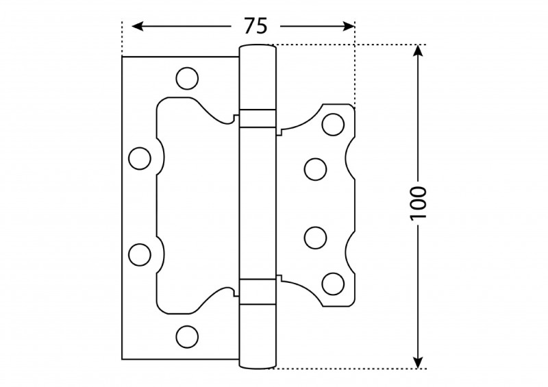 Петля 2ВВ СР 2,5мм 100х75 АЛЛЮР хром