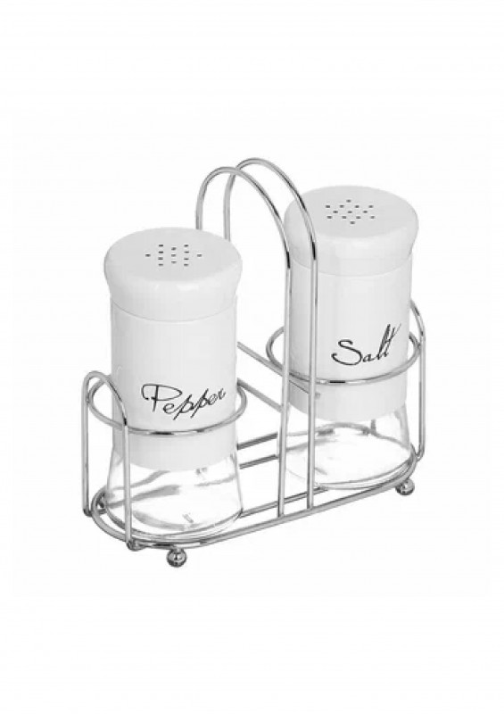 Набор солонок с подставкой нержав сталь стекло 2шт VETTA