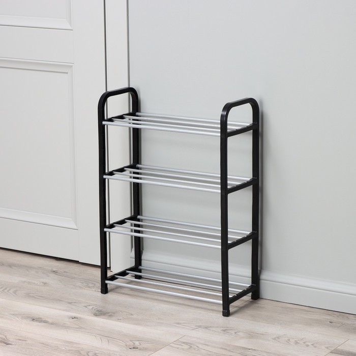 Обувница, 4 яруса,42х19х60 см,цвет черный