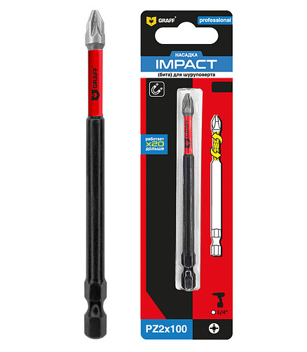 Бита PZ 2х100мм Impact Expert GRAFF