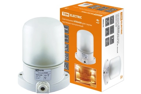 Светильник TDM НПБ400 60Вт IP54 настеннопотолочный белый для сауны