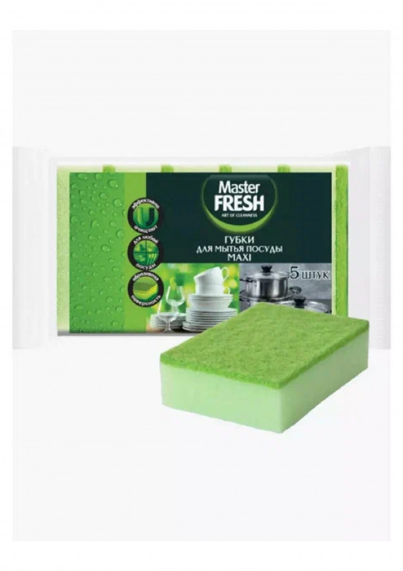 Губки для мытья посуды MAXI 5шт Мастер Фреш