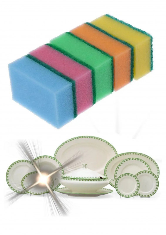 Губки с чистящим слоем Эконом 5шт. 7,5х4,5х2,5см