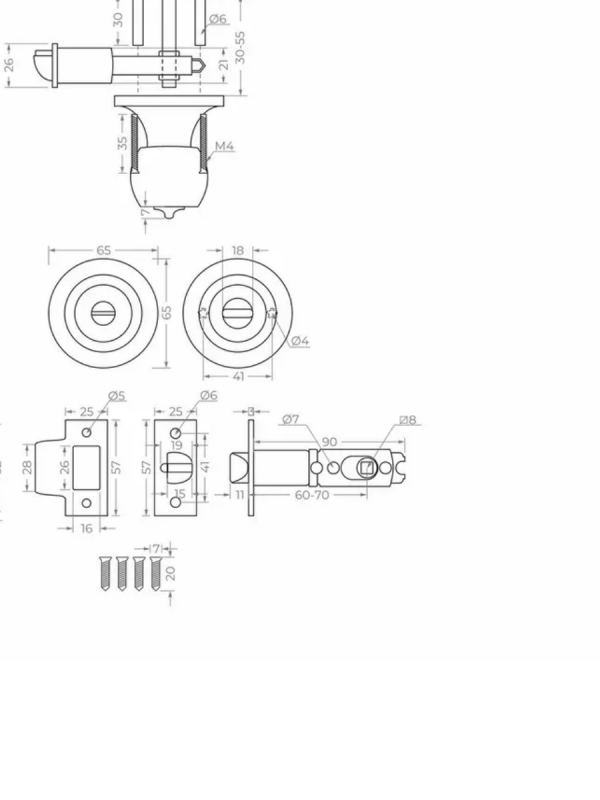 Ручка защелка универсал ЗШ-03 ключ/барашек Trodos никель